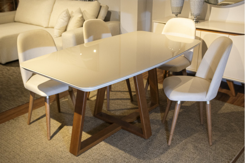 MESA DE JANTAR 180X90 OFFWHITE GLOSS 20090