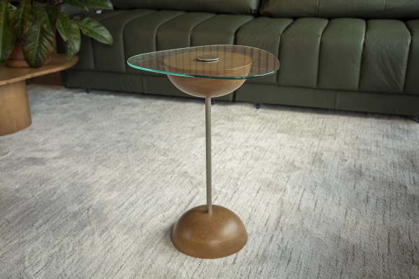 MESA LATERAL 55 DAMASCO METAL ACRIL OURO 28180
