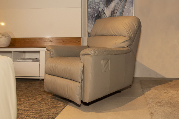 POLTRONA RECLINÁVEL COURO GRIGIO ROCKER 15932