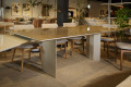 MESA DE JANTAR 240X120 TAMPO VIDRO CHAMPANHE 29008
